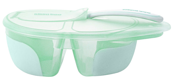 Tigela com dois compartimentos e colher Kikka Boo Tasty Menta