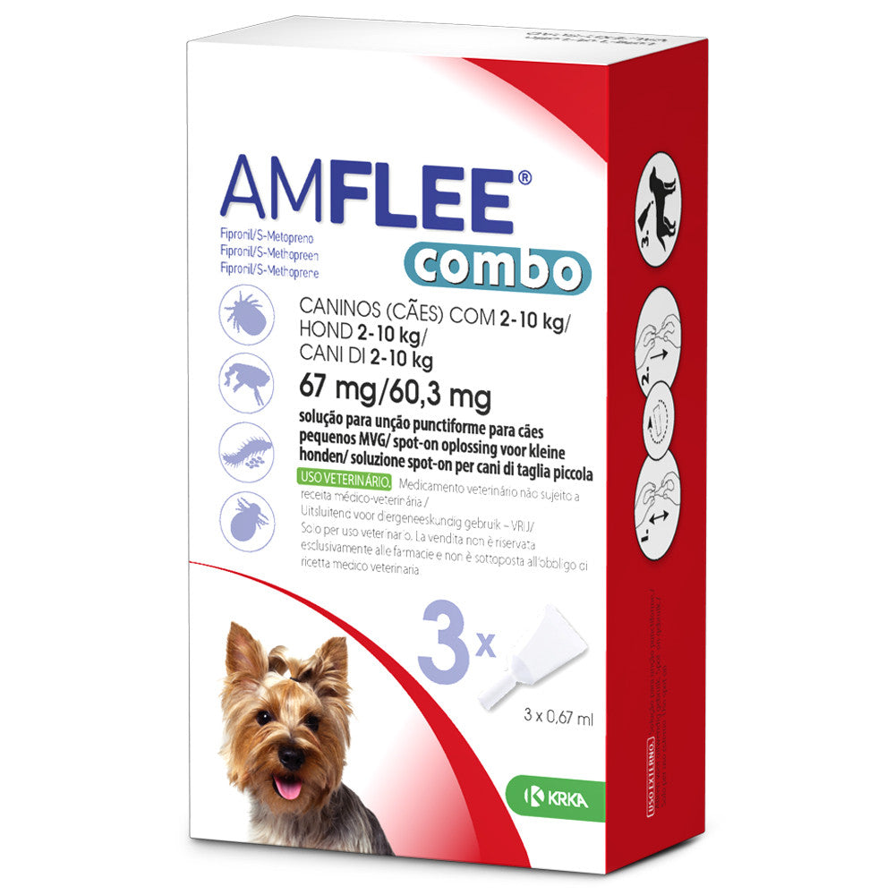 Amflee Combo Cão 2-10kg 67/60,3mg 3 Pipetas