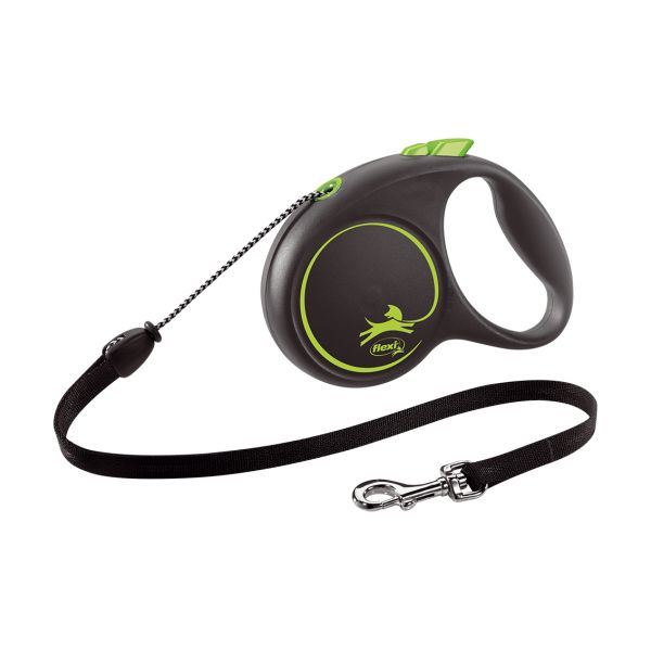 Flexi Trela Retrátil Black Design Cordão Preto/Verde 3m