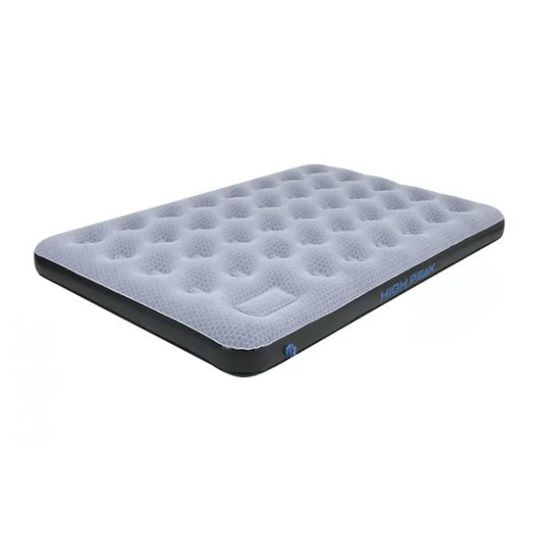 High Peak Colchão de Ar Double Comfort Plus Cinzento/Azul 197x138x20 cm