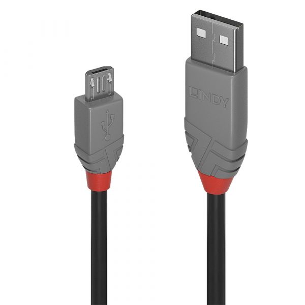Lindy - 36735 cable USB 5 m USB 2.0 USB A Micro-USB B Negro, Gris - 36735