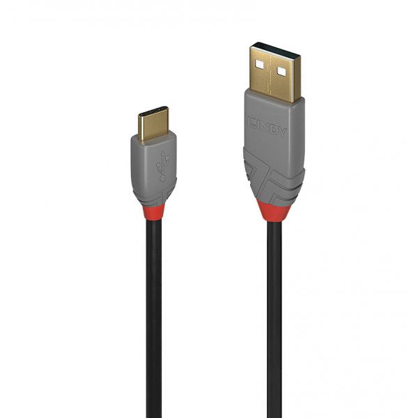 Lindy - 36886 cable USB 1 m USB 2.0 USB A USB C Negro, Gris - 36886