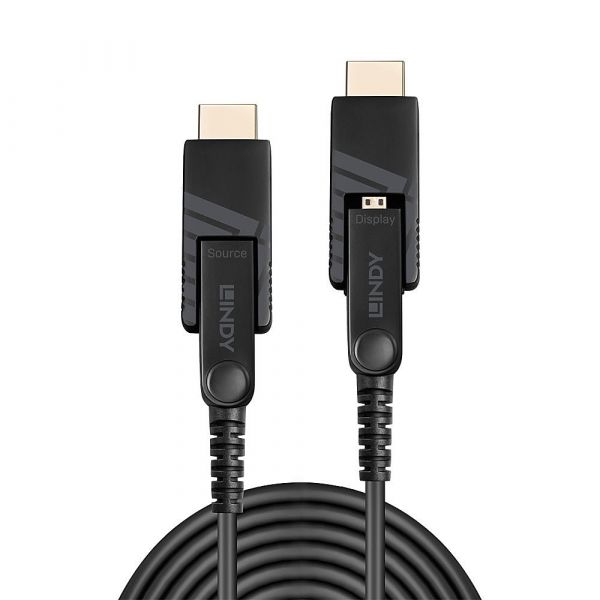 Lindy 38323 Cabo de Fibra Óptica Híbrida Micro-HDMI 4K60 18Gbps 40m com Conectores Removíveis