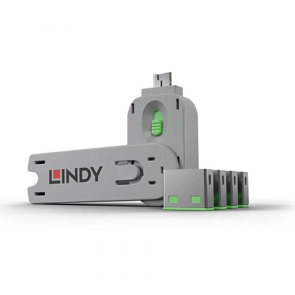 Lindy 40451 Bloqueadores de Porta USB Tipo A Verdes com Chave