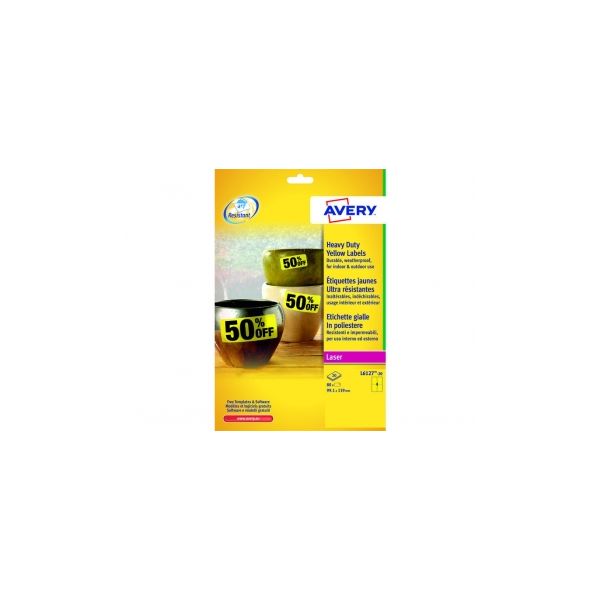 Avery Polyester Fluorescent Amarelo Labels 99,1x139 mm. L6127 - L6127-20