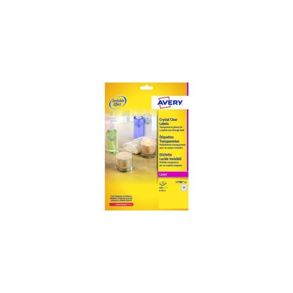 Avery Invisible Bright Labels 63,5x38,1 mm. 25 Sheets Box L7 - L7782-25