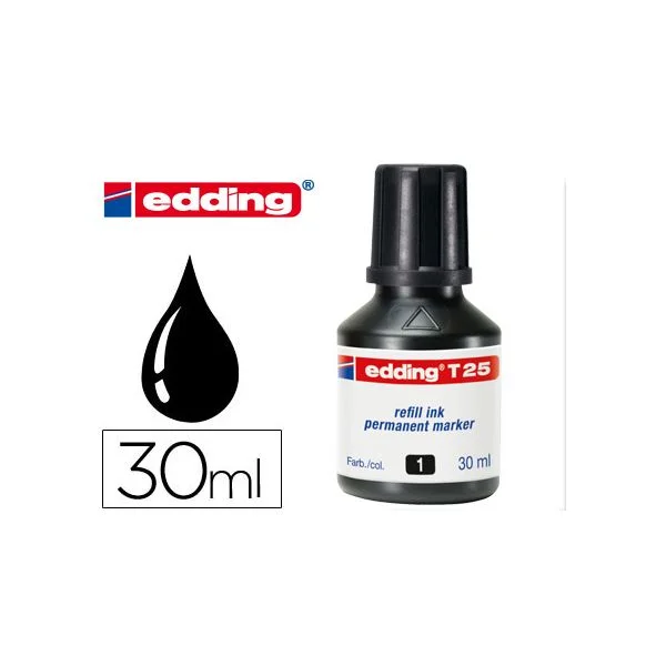 Edding Tinta p/ Recarga Marcadores Permanentes T25 Preto 30ml