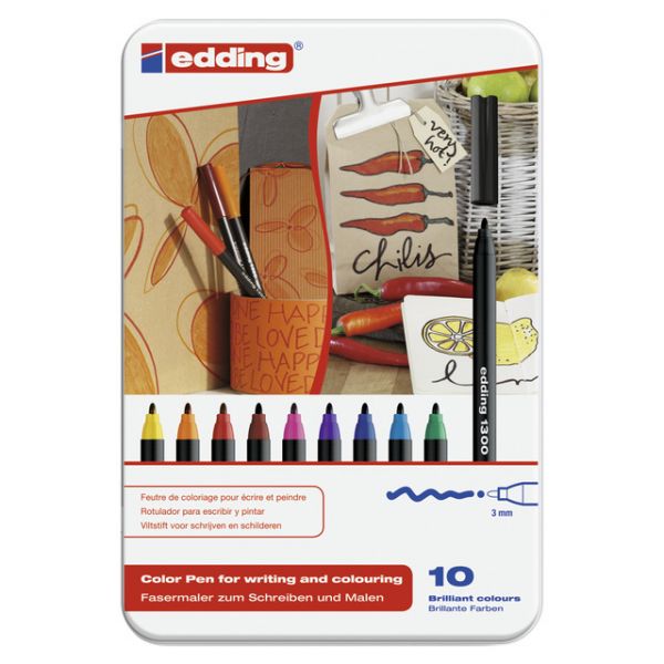 Edding 10 Un. Marcadores Ponta Redonda 3mm Vermelho - 1300-10-S