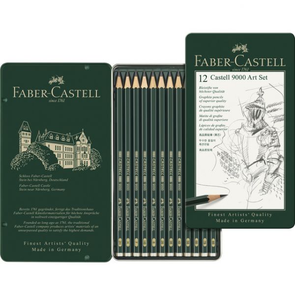 Faber-Castell Estojo de Metal c/ 12 Lápis Castell 9000 Arte Faber Castell Preto