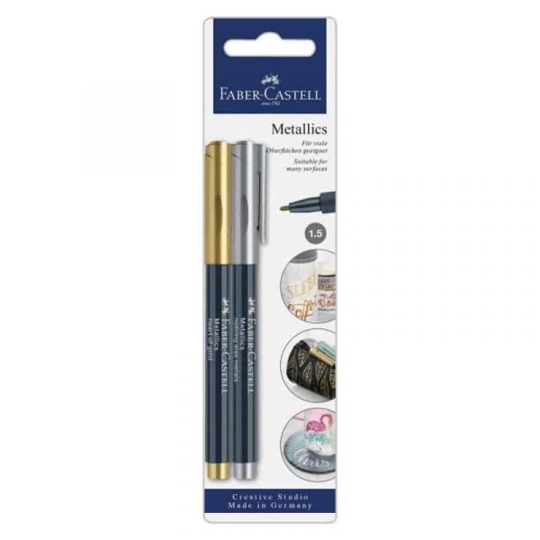 Faber-Castell Cx.2 Marcador Metálicos Cs Prateado/dourado