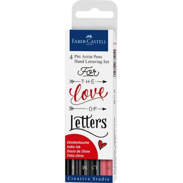 Faber Castell Set Iniciação Caligrafia Preto Cx. 4 Marcadores Pitt