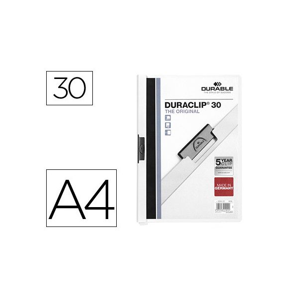 Durable Pasta A4 c/ Clip 30 Fls Branco 1 Un.