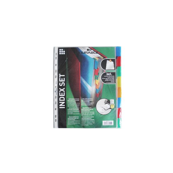 Durable 8 un. Separadores Plástico A4 5 Cores c/ Porta-etiqueta