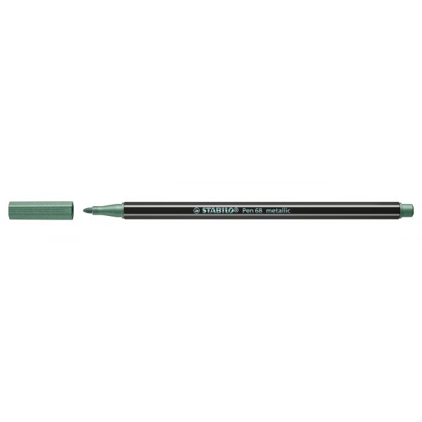 Stabilo Caneta de Ponta de Feltro Pen 68 Metallic Verde Metálico 10 Unidades