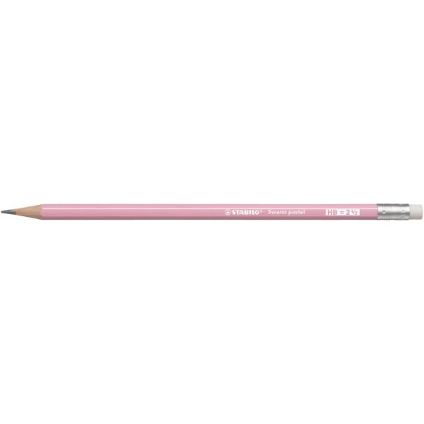 Stabilo Lápis Grafite HB Swano com Borracha Pastel Rosa, 12 Un.