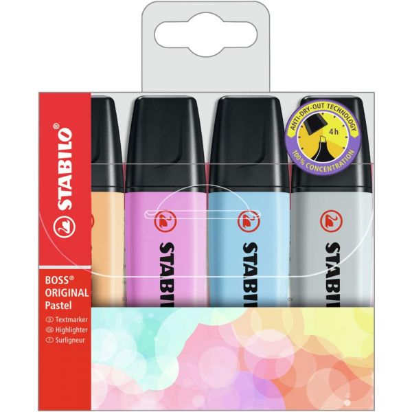 Stabilo Marcador Boss Original 70 Pastel 4 Un.