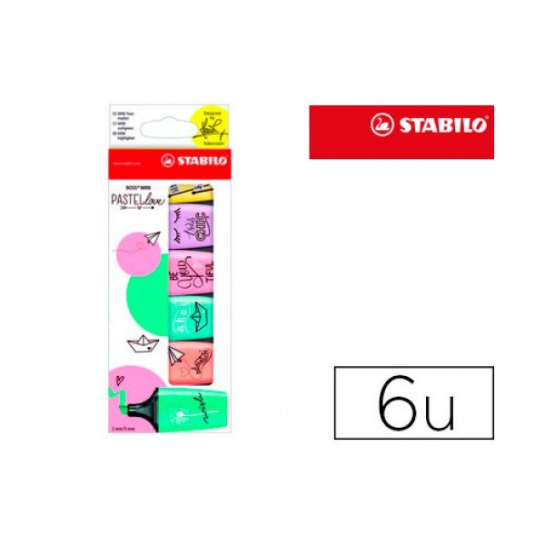 Stabilo Marcador Fluorescente Boss Mini Pastel Pack 6 Unidades