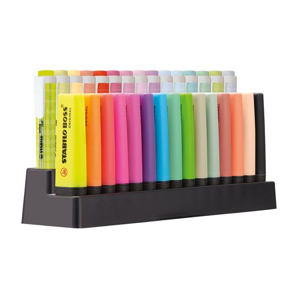 Stabilo Set de Mesa de Marcadores Fluorescentes 30 Unidades (15 Boss Original + 15 Swing Cool) Cores Sortidas