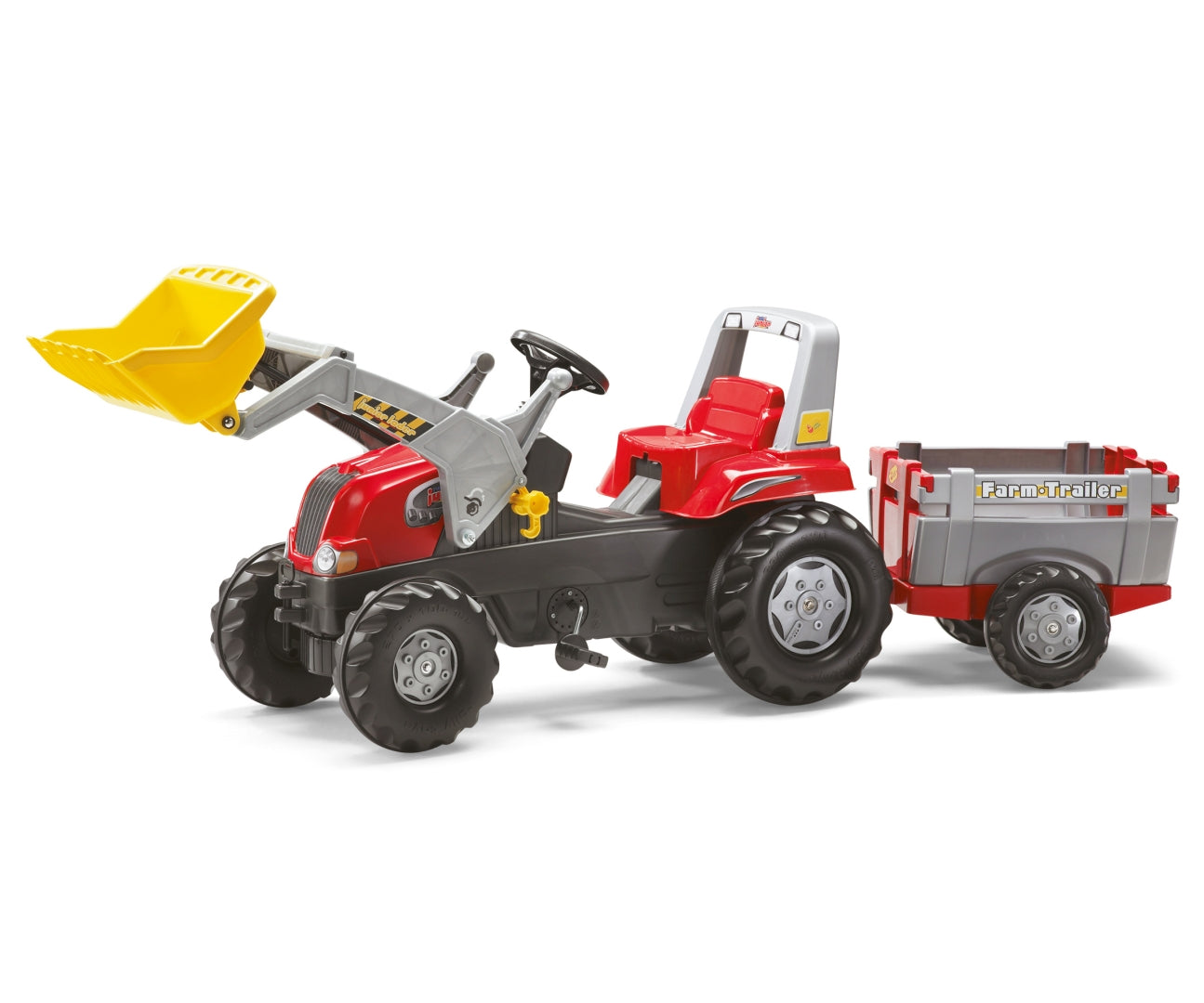 Trator Junior Rt Com Reboque E Balde Vermelho Rolly Toys