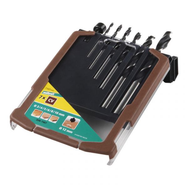 Wolfcraft Conjunto de Brocas para Madeira 16693 Ø3-10 mm 7 Peças Preto