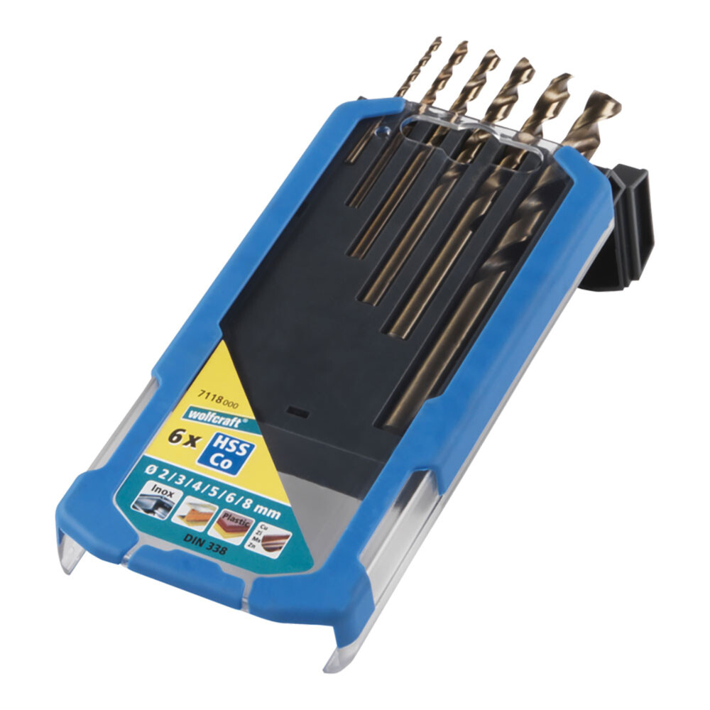 Broca de metal hss cobalto retificada, ø2-8 mm, conjunto de 6 peças