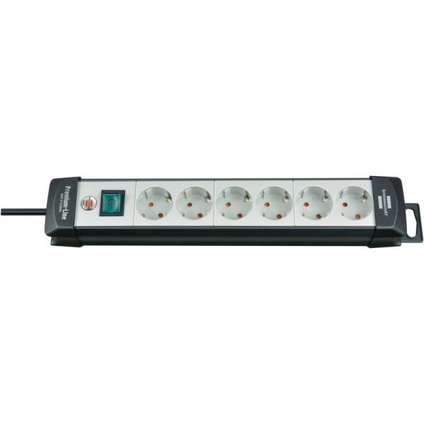 Brennenstuhl Base de Tomas Multiplas Premium-line Gris Claro/ Negra com Varias Posibilidad de Instalación e Fijación Medidas 8 Tomas e 3 M de Cable