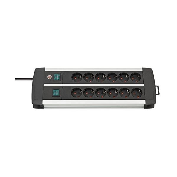 Brennenstuhl Base de Tomas Multiplas Premium-alu-line Technics com 2 e 3 Interruptores Número de Tomas 12