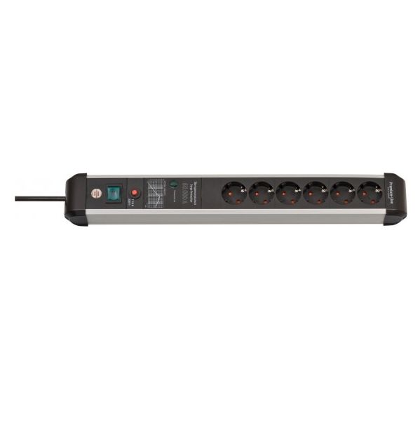 Brennenstuhl Premium-Protect-Line 1391010601 Regleta 6 Saídas AC 5m Interior Preto, Prata