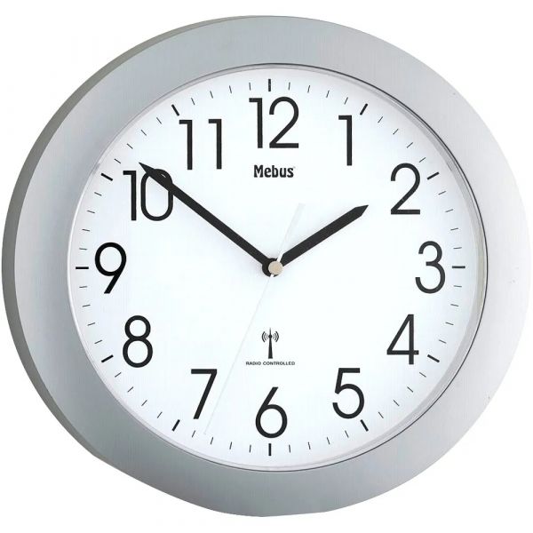 Mebus Relógio de Parede/Mesa 52451 25.5cm Prata/Branco