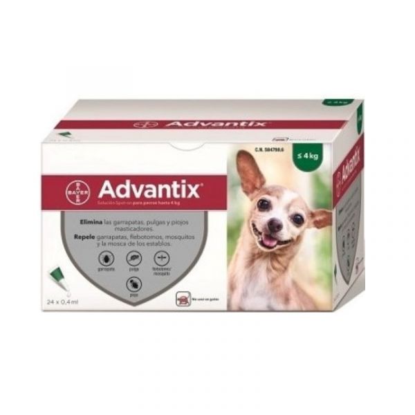 Bayer Advantix Cães até 4kg 24 pipetas