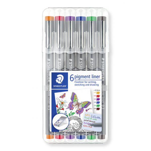 Staedtler 6 un. Marcadores Pigment Liner 0.3mm Sortido