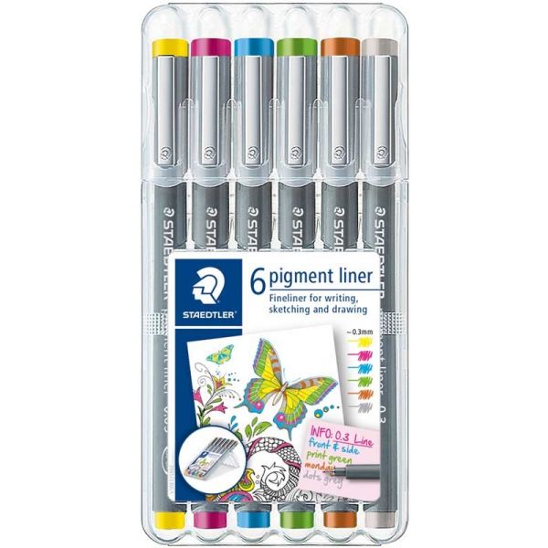 Staedtler Marcador Pigment Liner Staedtler 0.3 C/6 Cores - ST30803S2SB6