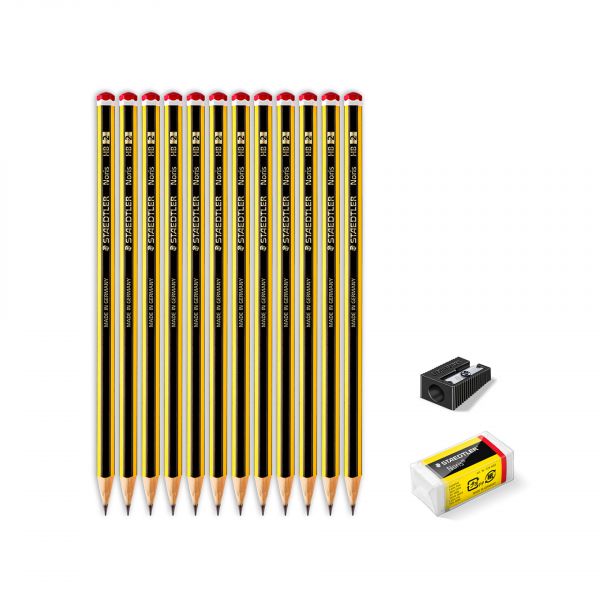 Staedtler Conjunto 12 2HB Noris + Afia + Borracha 2HB