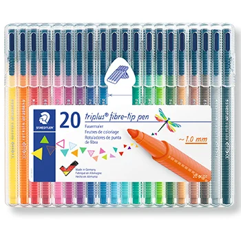 Marcador Feltro Staedtler Triplus 323 Estojo Box 20 cores