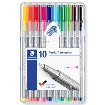 Marcador Fino 10 Cores 0,3mm Staedtler Triplus 334 10un