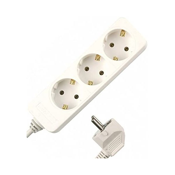 REV 512342555 Extensão Elétrica Limitador de Voltagem Socket line 3 tomadas AC 250 V 16 A 3500 W 1,4 m Branco