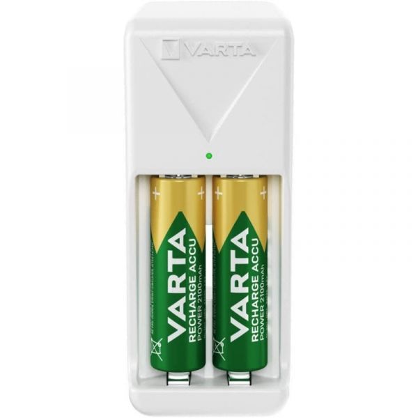 Minicarregador Varta para 2 baterias recarregáveis AA 2100 mAh