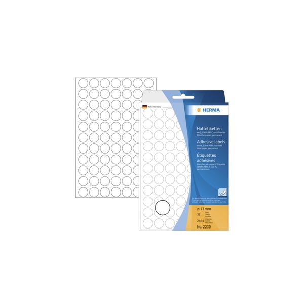 Herma Pack 2464 Etiquetas Redondas 2230 13mm Branco