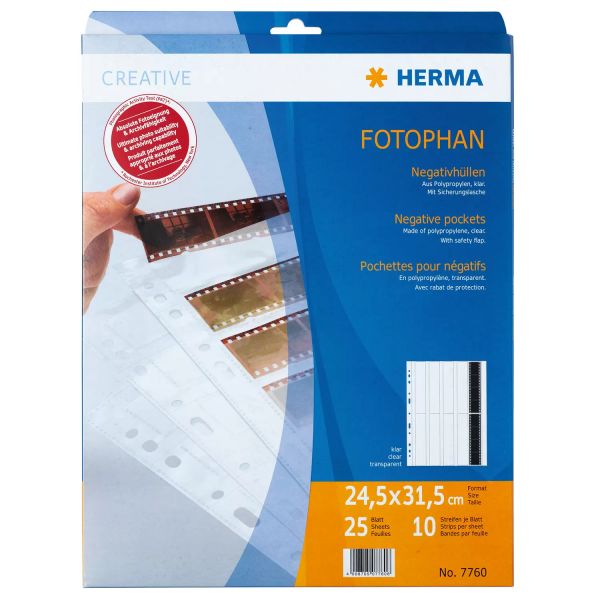 Herma Mangas Negativos Modelo 7760 PP Transparente 25 Folhas