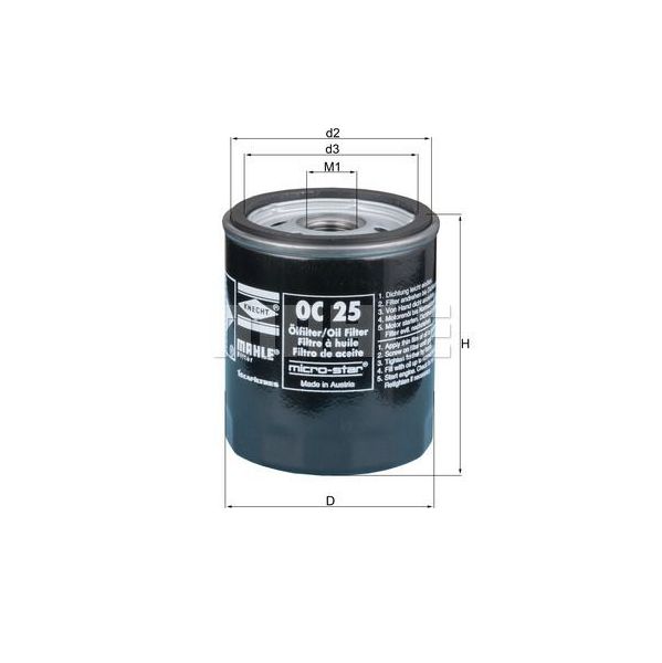 Mahle Filters Filtro de Óleo - OC25