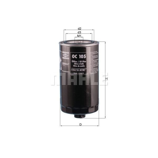 Mahle Filters Filtro de Óleo - OC105
