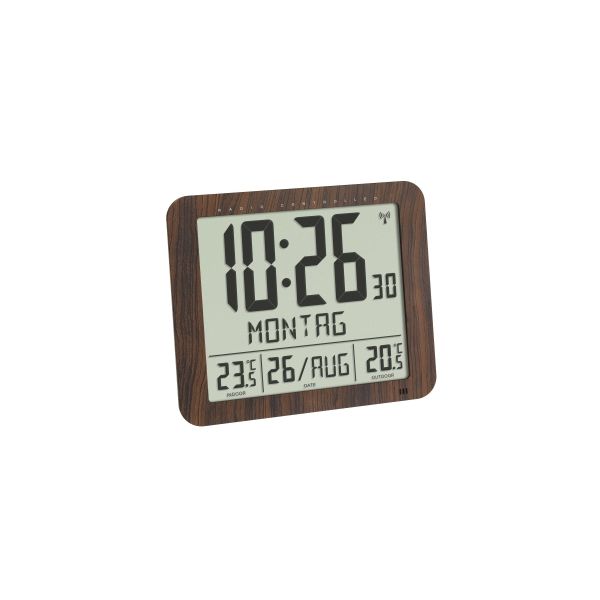 TFA-Dostmann Relógio Despertador Digital de Madeira 60.4518.08 Rádio-Controlado com Temperatura