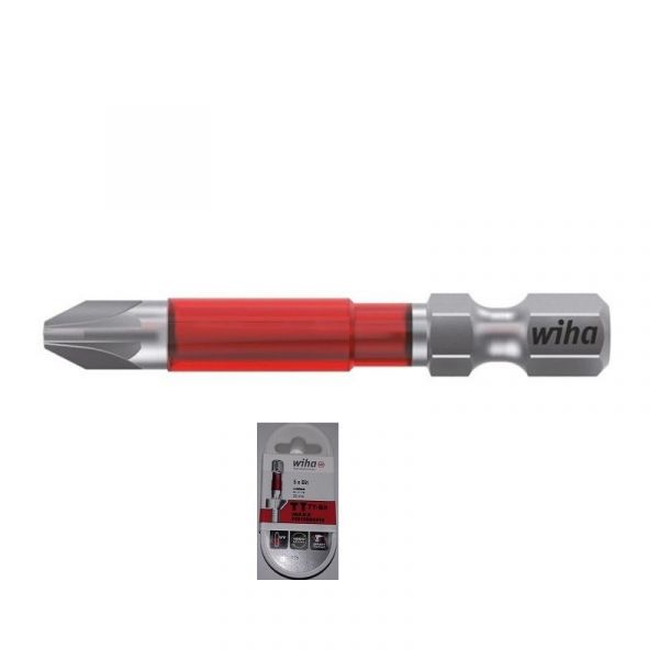 WIHA Caixa 5 Bit Atornillar Cabo 1/4'' Torsion Uv Roja Pz 49mm Punta Atornill PZ3 1428.339