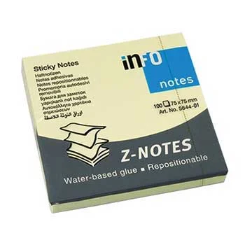 Bloco Notas Aderentes 75x75mm Amarelo Zig-Zag 100 Folhas x 12un