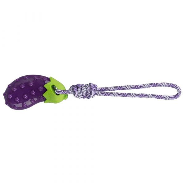 Trixie Beringela em Borracha e Corda com Som para Cães 34 cm