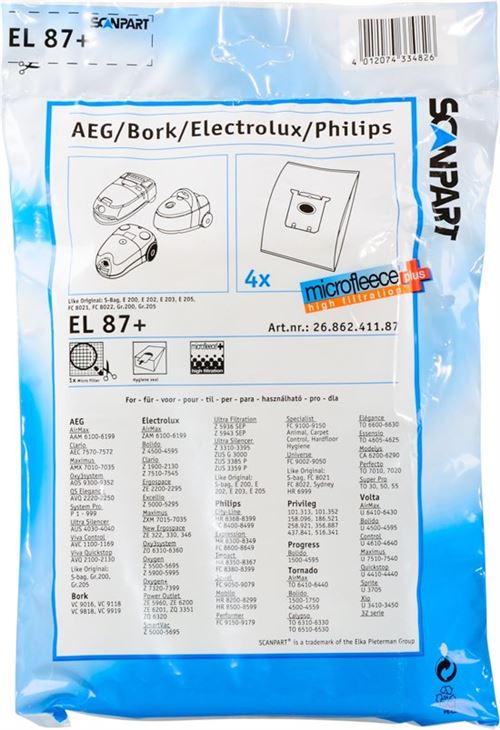 Sacos de Aspirador Scanpart Cleanbag EL 87 +