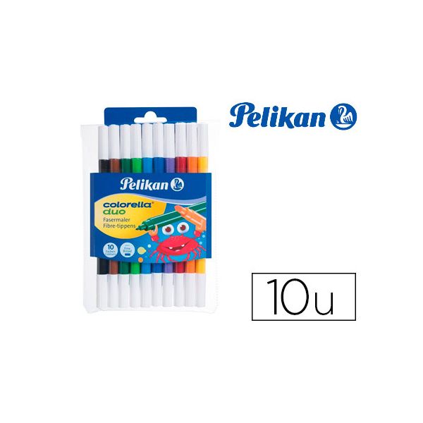 Pelikan Estojo c/ 10 Marcadores Colorella 10 Cores Ponta Dupla - OFF090222CE