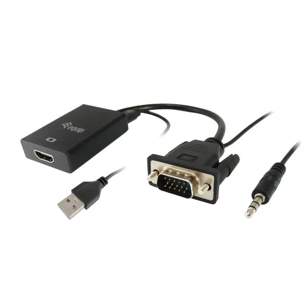 Adaptador EQUIP VGA to HDMI with Audio, Preto