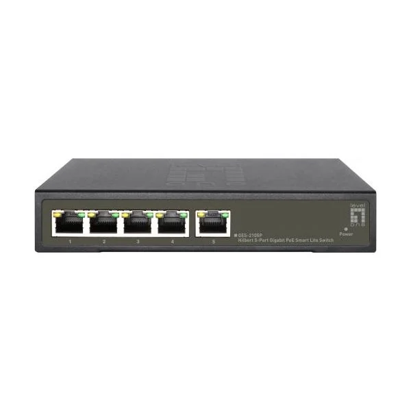 LEVEL ONE SWITCH HILBERT 5PORT GIGABIT POE SMART LITE POE 4 POE OUTPUTS 60W POE