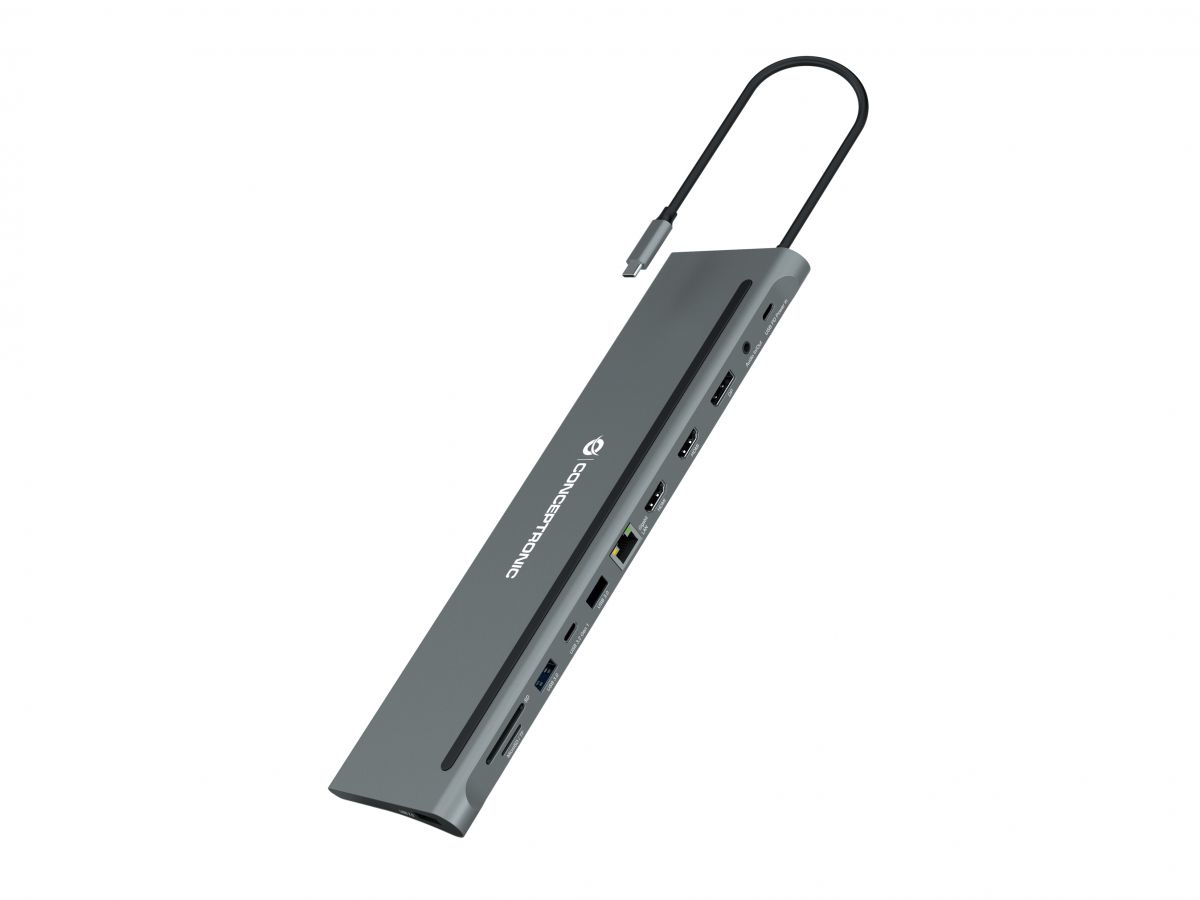 Conceptronic DONN17G base & duplicador de portas Com fios USB 3.2 Gen 1 (3.1 Gen 1) Type-C Cinzento
